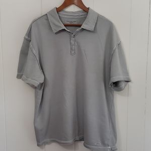 Calvin Klein Distressed Stone Gray Short Sleeve Polo Shirt Mens XXL Relaxed Fit